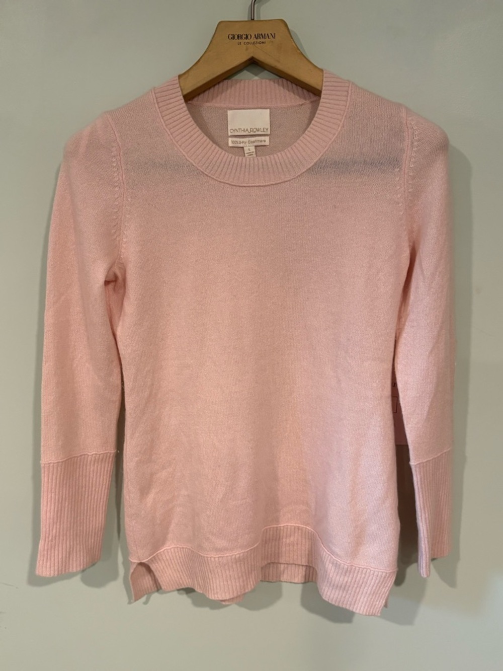 Cynthia Rowley 100% Cashmere Pink Crewneck Sweater